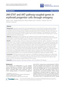 JAK-STAT and AKT pathway-coupled genes in erythroid progenitor cells through ontogeny