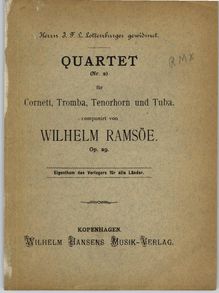 Partition couverture couleur, quatuor Nr. 2, für Cornett, Tromba, Tenorhorn und Tuba, Op. 29