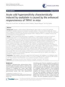 Acute cold hypersensitivity characteristically induced by oxaliplatin is caused by the enhanced responsiveness of TRPA1 in mice