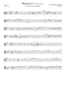 Partition ténor viole de gambe 2, alto clef, Fantasia pour 5 violes de gambe, RC 40