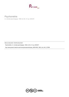 Psychométrie - compte-rendu ; n°2 ; vol.64, pg 506-507