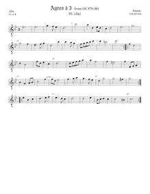 Partition aigu 2 ou ténor viole de gambe (octave aigu clef), Airs pour 3 violes de gambe