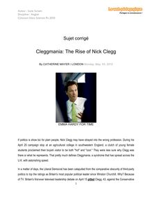 Prépa Sciences Po – Anglais – Sujet corrigé – Cleggmania: The Rise of Nick Clegg