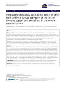 Peroxisome deficiency but not the defect in ether lipid synthesis causes activation of the innate immune system and axonal loss in the central nervous system