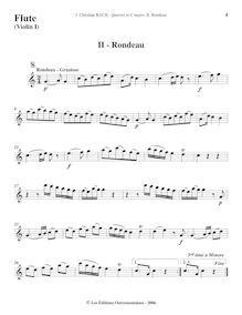 Partition flûte (ou violon 1), flûte quatuor en C major, C, Bach, Johann Christian par Johann Christian Bach