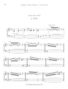 Partition , Écho, Livre d orgue No.1, Premier Livre d Orgue, Lebègue, Nicolas