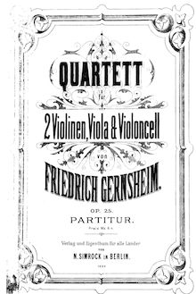 Partition complète, corde quatuor No.1, Erstes Streichquartett in c-moll