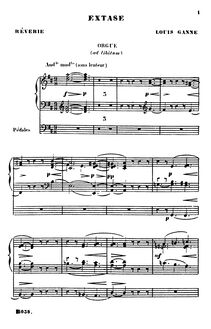 Partition orgue, Extase, Rêverie, D major, Ganne, Louis par Louis Ganne