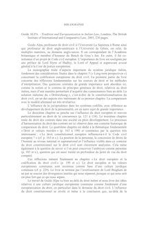Guido Alpa. Tradition and Europeanization in Italian Law - note biblio ; n°1 ; vol.58, pg 227-228