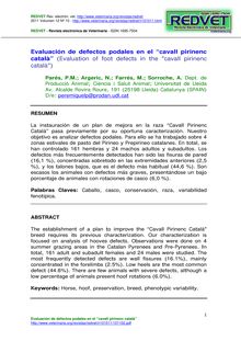 Evaluación de defectos podales en el “cavall pirinenc català”  (Evaluation of foot defects in the "cavall pirinenc català")