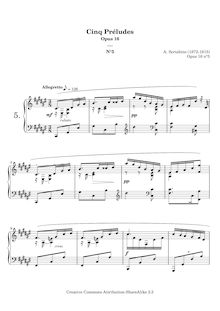 Partition Prelude No.5, Préludes Op.16, Scriabin, Aleksandr