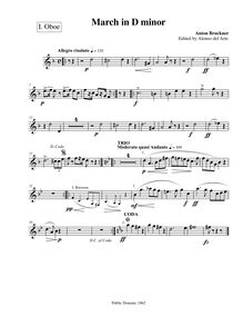 Partition hautbois 1, March en D minor, D minor, Bruckner, Anton