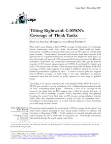Tilting Rightward: C-SPAN s Coverage of Think Tanks