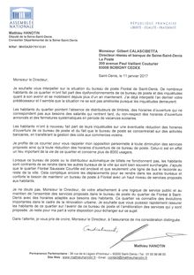 Poste Floreal - courrier au directeur territorial de La Poste