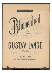 Partition complète, Blumenlied, Lange, Gustav