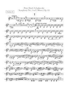Partition violons II, Symphony No.5, E minor, Tchaikovsky, Pyotr
