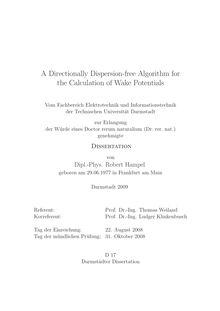 A directionally dispersion-free algorithm for the calculation of wake potentials [Elektronische Ressource] / von Robert Hampel