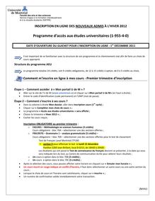 Programme d accès aux études universitaires (1-955-4-0