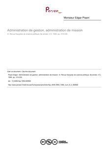 Administration de gestion, administration de mission - article ; n°2 ; vol.6, pg 315-330