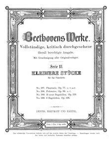 Partition complète, Fantasia en G Minor / B Major, Fantasia for Piano in G minor par Ludwig van Beethoven