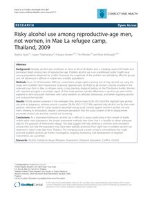Risky alcohol use among reproductive-age men, not women, in Mae La refugee camp, Thailand, 2009