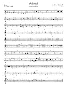 Partition ténor viole de gambe 4, octave aigu clef, Battaglia, Alla battaglia o forti caualieri