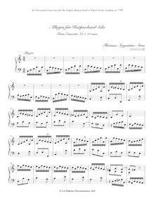 Partition complète, Allegro, C major, Arne, Thomas Augustine