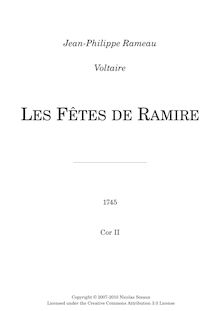 Partition cor 2, Les Fêtes de Ramire, Acte de ballet, Rameau, Jean-Philippe