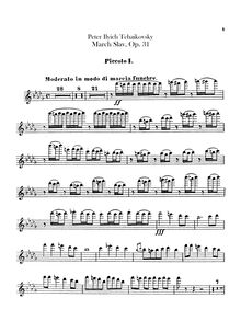 Partition Piccolo 1, 2, Slavonic March, Славянский марш ; Marche Slave ; March Slav