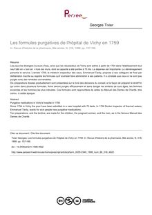 Les formules purgatives de l hôpital de Vichy en 1759 - article ; n°318 ; vol.86, pg 157-166