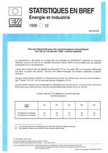 Prix de l électricité pour les consommateurs domestiques de l UE au 1er janvier 1998