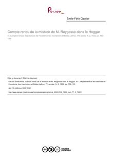 Compte rendu de la mission de M. Reygasse dans le Hoggar - article ; n°2 ; vol.77, pg 130-133