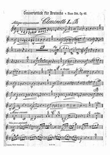Partition clarinette 1, 2 (B♭), Konzertstück G-moll für Bratsche (viole de gambe) mit Begleitung des Orchesters oder Pianoforte, Op.46