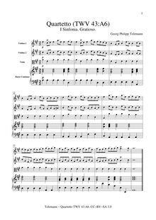 Partition complète (avec clavecin), Quartetto en A major, TWV 43:A6