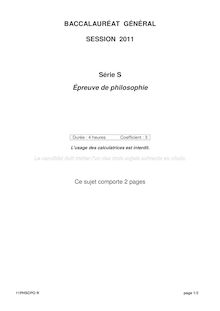 Sujet du bac S 2011: Philosophie