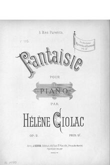 Partition complète, Fantaisie, Op.2, E major, Ciolacou, Hélène