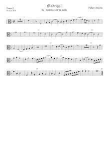 Partition ténor viole de gambe 2, alto clef, madrigaux pour 5 voix par  Felice Anerio par Felice Anerio