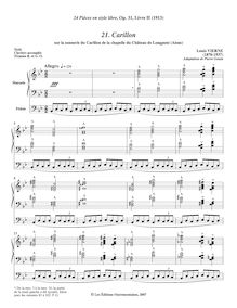 Partition , Carillon sur la sonnerie du Carillon de la chapelle du Château de Longpont (Aisne), 24 Pièces en style libre pour Orgue ou Harmonium, Op.31