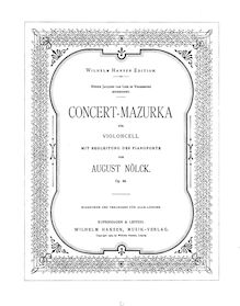 Partition de piano, Concert Mazurka, Op.86, D Major, Nölck, August
