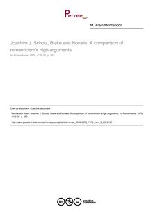Joachim J. Scholz, Blake and Novalis. A comparison of romanticism s high arguments  ; n°25 ; vol.9, pg 253-253