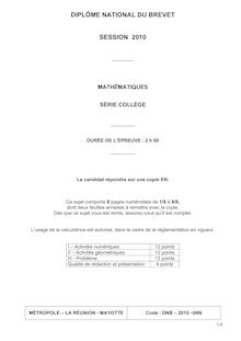 Mathématiques 2010 Brevet (filière générale)