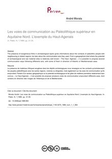 Les voies de communication au Paléolithique supérieur en Aquitaine Nord. L exemple du Haut-Agenais - article ; n°1 ; vol.1, pg 31-35