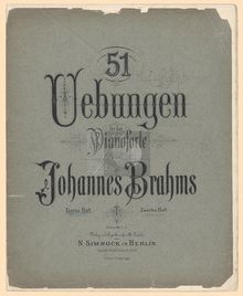 Partition complète, 51 Exercises, 51 Bearbeitungen, Brahms, Johannes