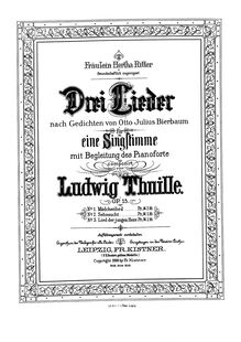 Partition No.1: Mädchenlied, 3 chansons, Op.15, Thuille, Ludwig