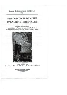 Saint Grégoire de Narek et la liturgie de l Eglise