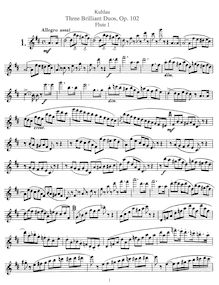 Partition parties complètes, 3 Brilliant Duos pour 2 flûtes, Op.102