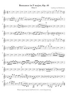 Partition hautbois 1, Romance pour violon et orchestre, F Major