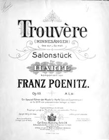 Partition complète, Trouvère, Minnesänger, salonstück für harfe