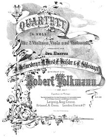 Partition violon 1, corde quatuor No.2, Op.14, G Minor, Volkmann, Robert