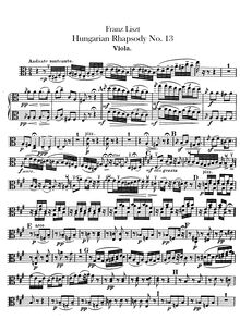 Partition altos, Hungarian Rhapsody No.13, Andante sostenuto, A minor